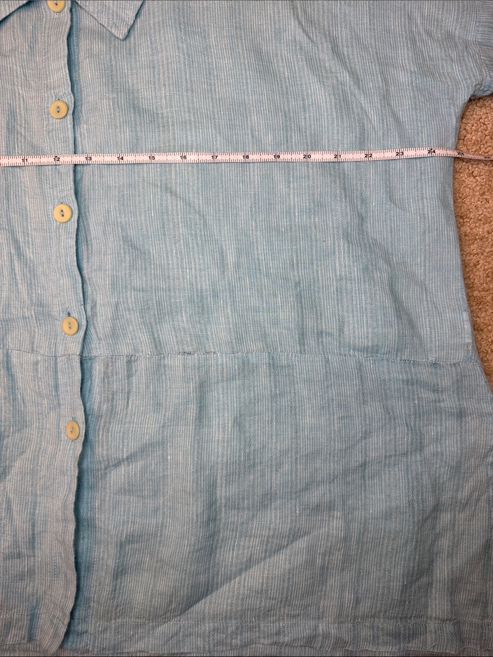 Flax Light Blue 100% Linen Button-Front Oversized Boxy Top Size Medium - Picture 7 of 10